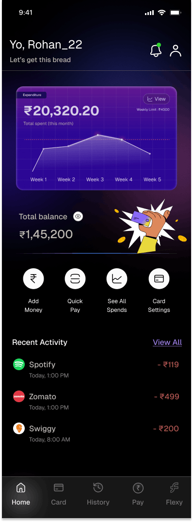 Card with final homescreen